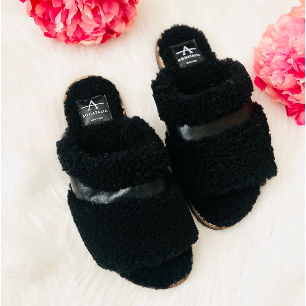 AQUATALIA Italy Alina Shearling & Leather Slippers